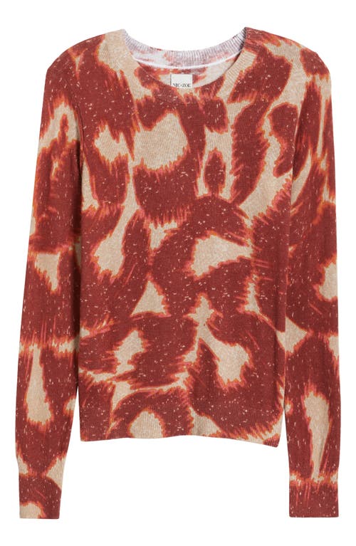 Nic + Zoe Nic+zoe Abstract Animal Supersoft Sweater In Burgundy