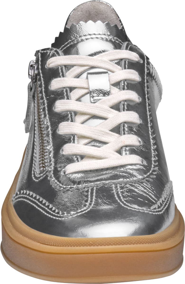 Johnston & Murphy Ashley Side Zip Sneaker, Alternate, color, Silver Metallic Sheepskin