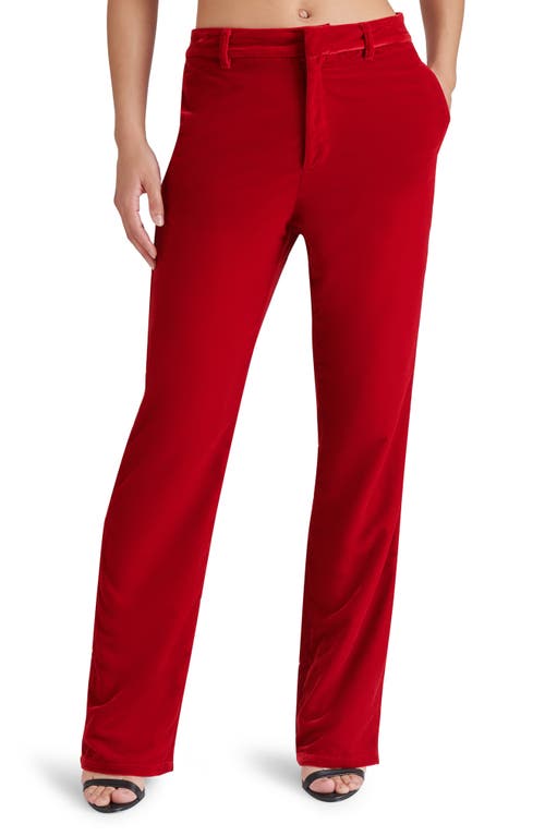 Steve Madden Mercer Velvet Straight Leg Pants in Red Velvet 