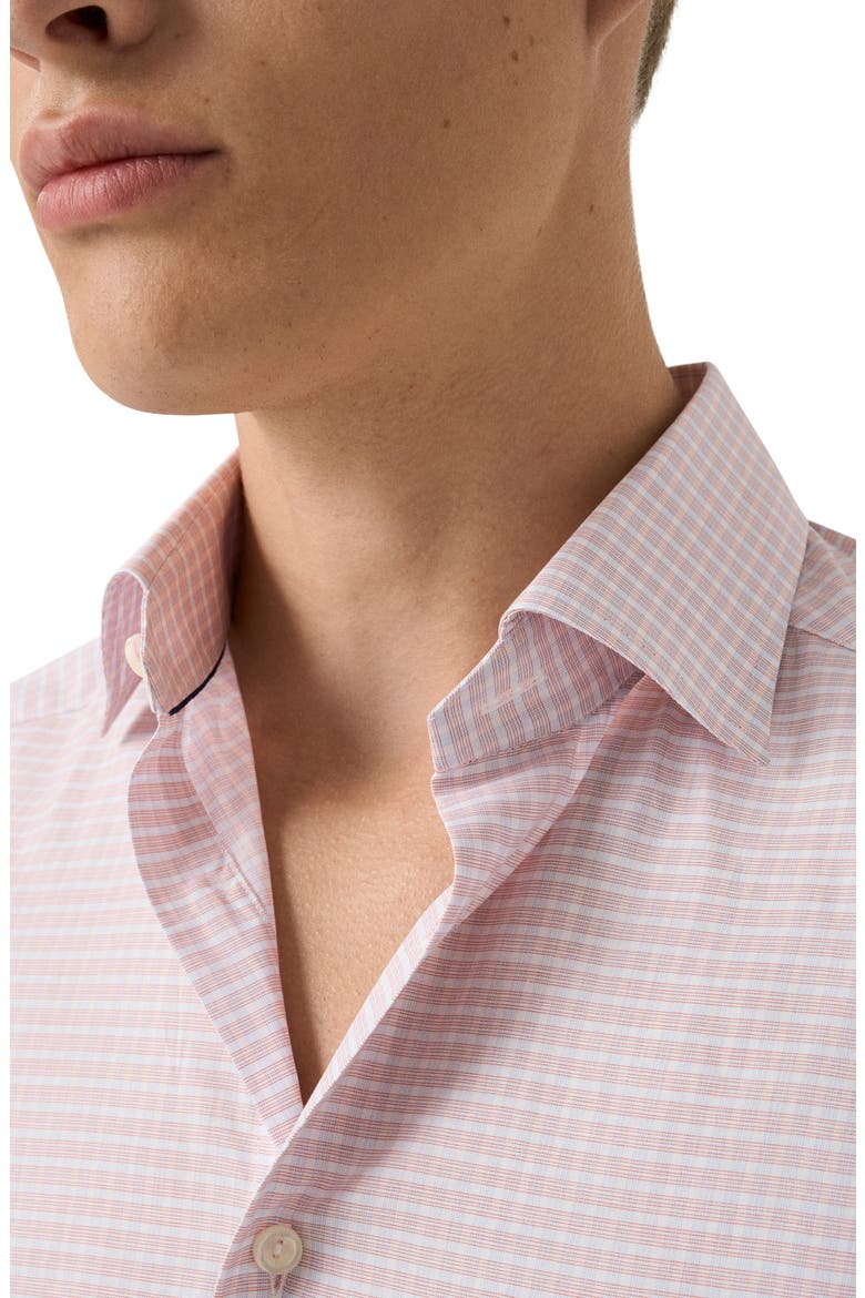 Contemporary Fit Check Fine Cotton Twill Dress Shirt, Alternate, color, MEDIUM ORANGE