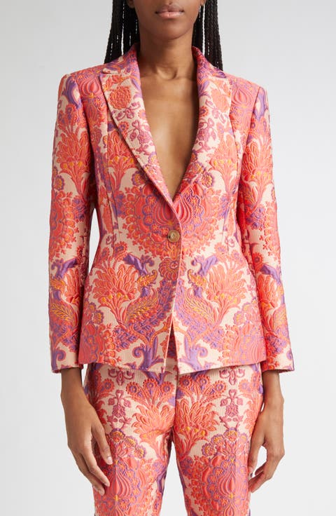 ETRO フラワー ツイル ガウンスタイル ジャケット マルチカラー