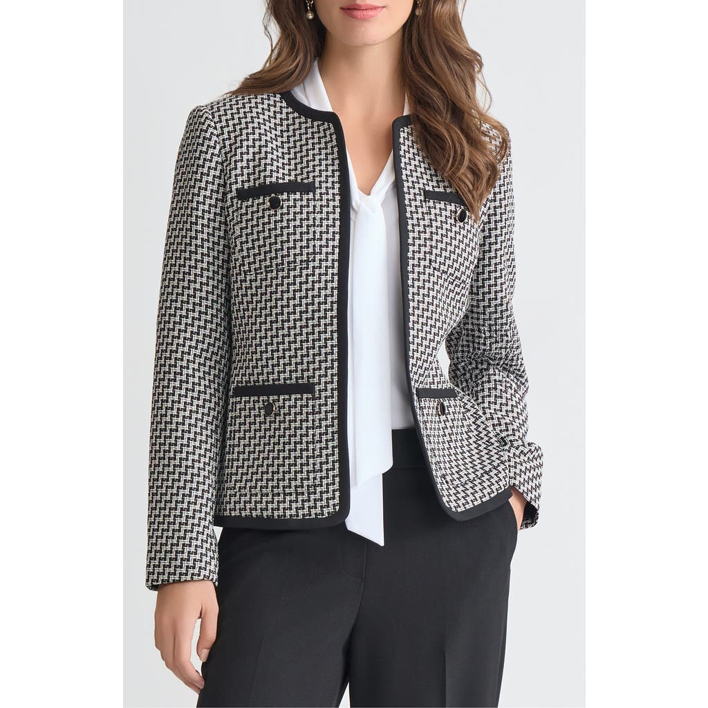 Kasper Patch Pocket Tweed Blazer In Multi