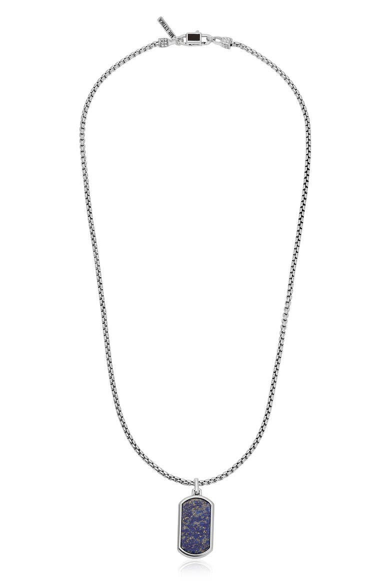 Men's Lapis Dog Tag Necklace, Main, color, BLUE