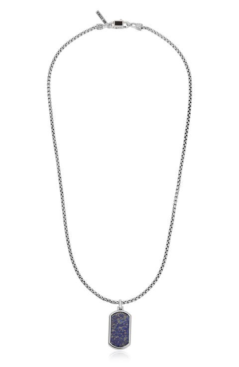 Men's Lapis Dog Tag Necklace
