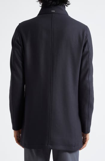 ジャケット・アウター HERNO DIAGONAL WOOL CHESTER COAT Herno Diagonal Wool Blend Car Coat with Removable Faux Fur