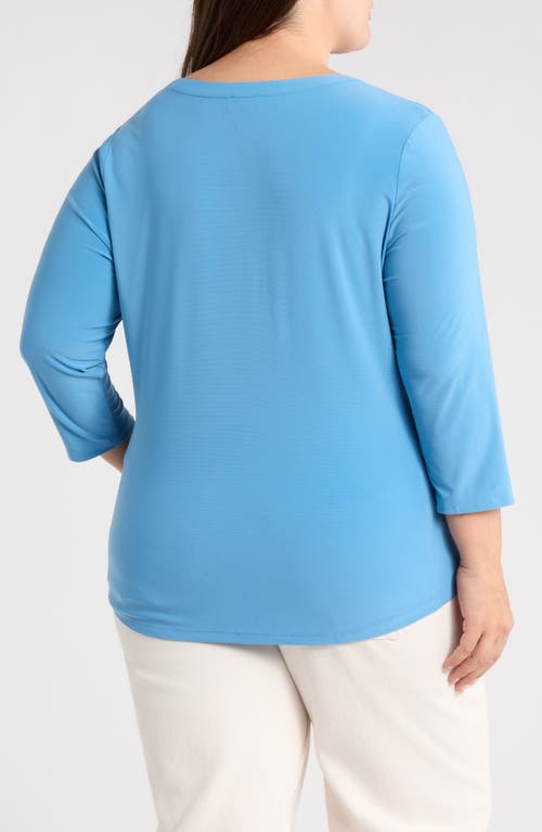 Jones New York Patch Pocket Crepe Popover Top In Blue