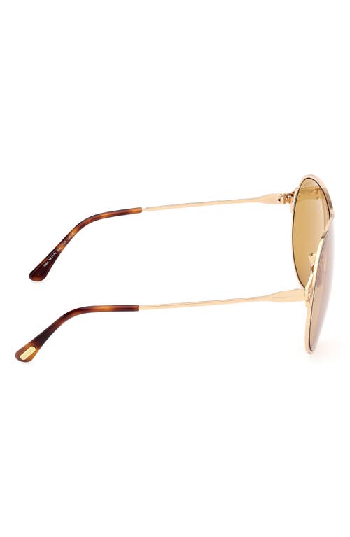 Tom Ford Gais 71mm Oversize Mirrored Pilot Sunglasses In Yellow Gold Classic Havana