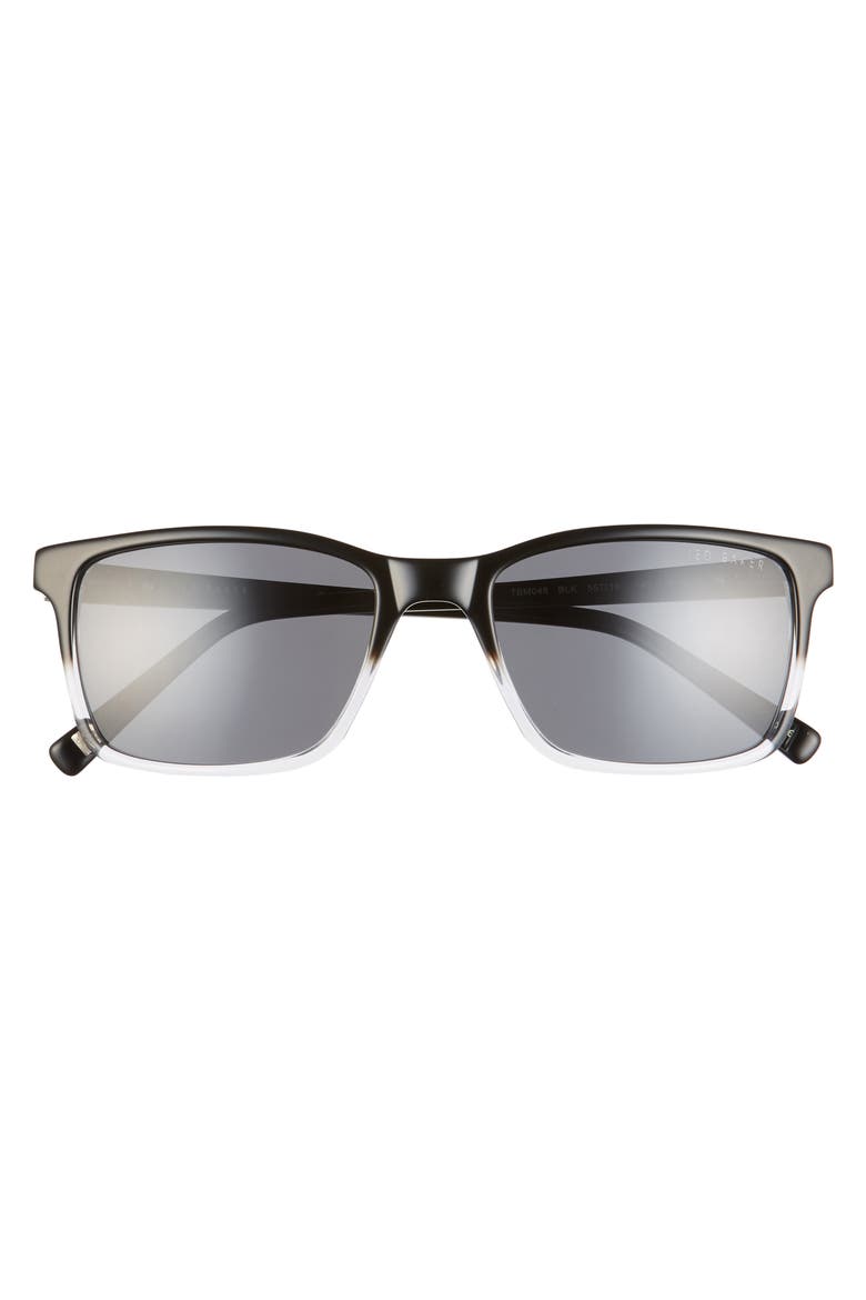 55mm Polarized Rectangular Sunglasses, Alternate, color, BLACK