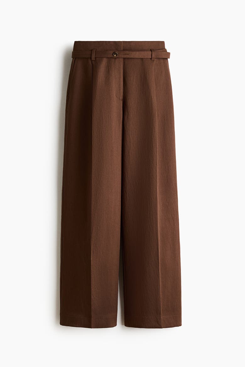 Wide-leg Pants With Belt, Alternate, color, Dark brown