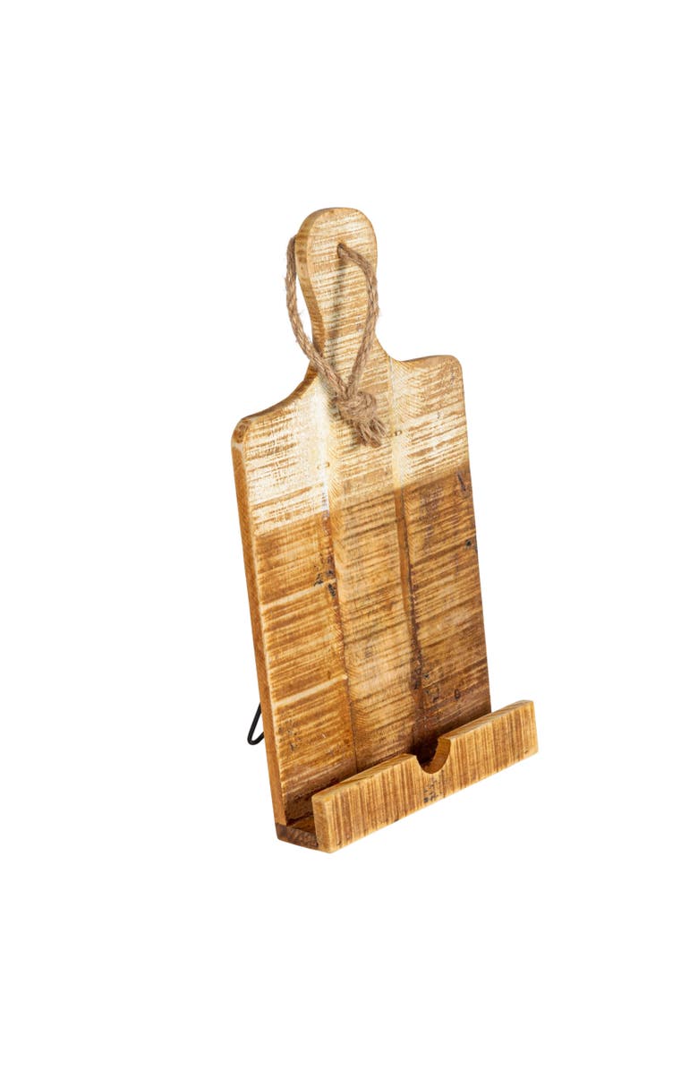 Storied Home Distressed White Dipped Wood Tablet Holder, Main, color, White