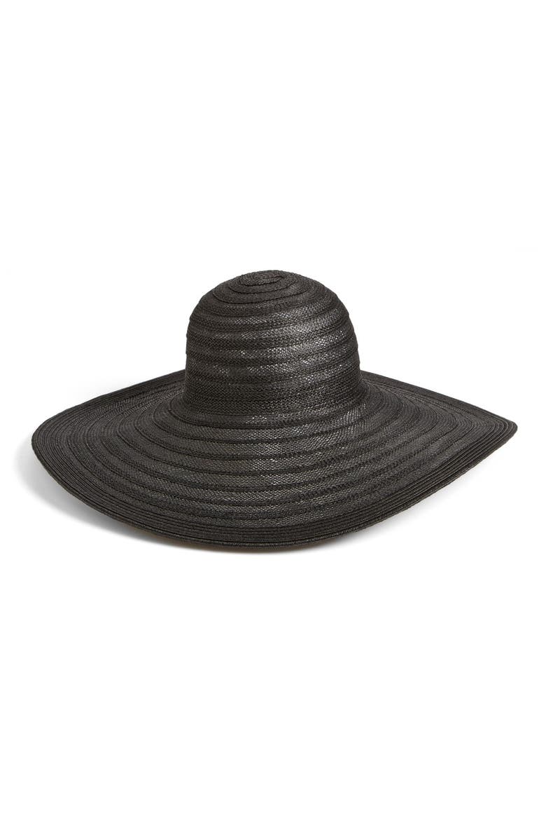 Ribbon Weave Sun Hat, Main, color, BLACK