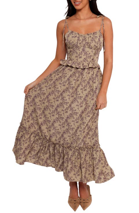 Karie Print Ruffle Hem Maxi Dress