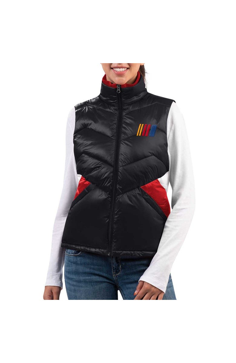 G-III 4HER BY CARL BANKS Women's G-III 4Her by Carl Banks Black NASCAR Merchandise Versatile Full-Zip Puffer Vest, Main, color, Black
