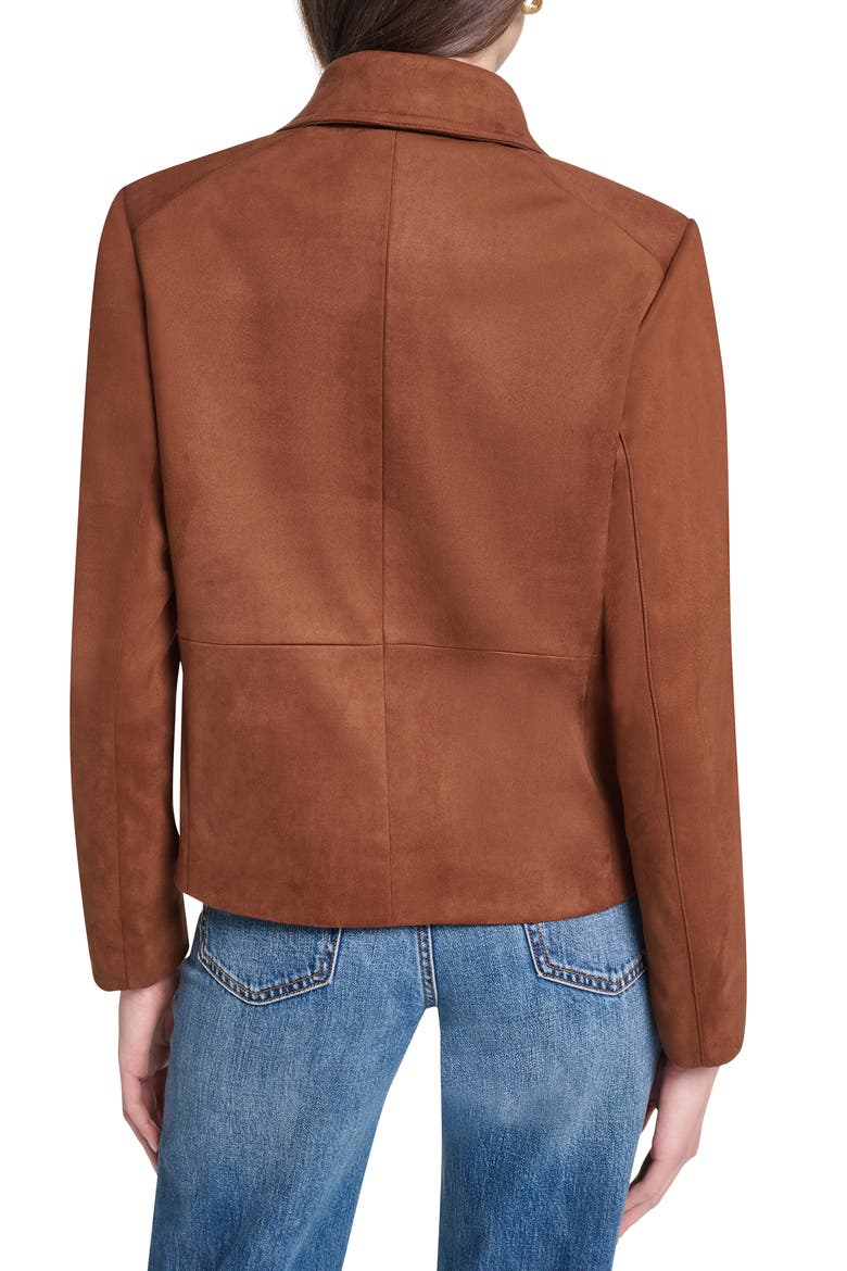 Faux Suede Button Front Jacket, Alternate, color, COGNAC