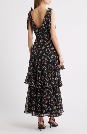 Arya Tiered Floral Chiffon Maxi Dress