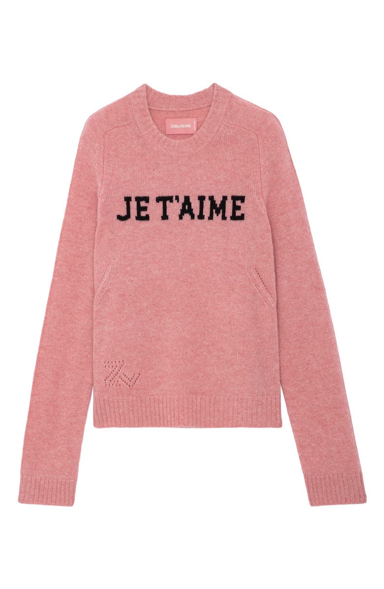 Zadig & Voltaire Lili Je T'Aime Cashmere Sweater, Alternate, color,