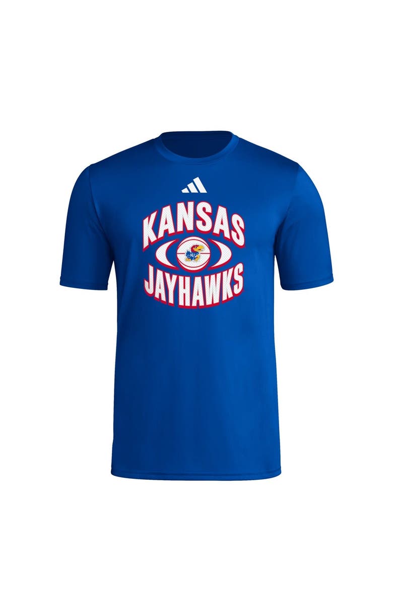 adidas Men's adidas Royal Kansas Jayhawks Basketball On Court Orbit Pregame T-Shirt, Alternate, color, Royal