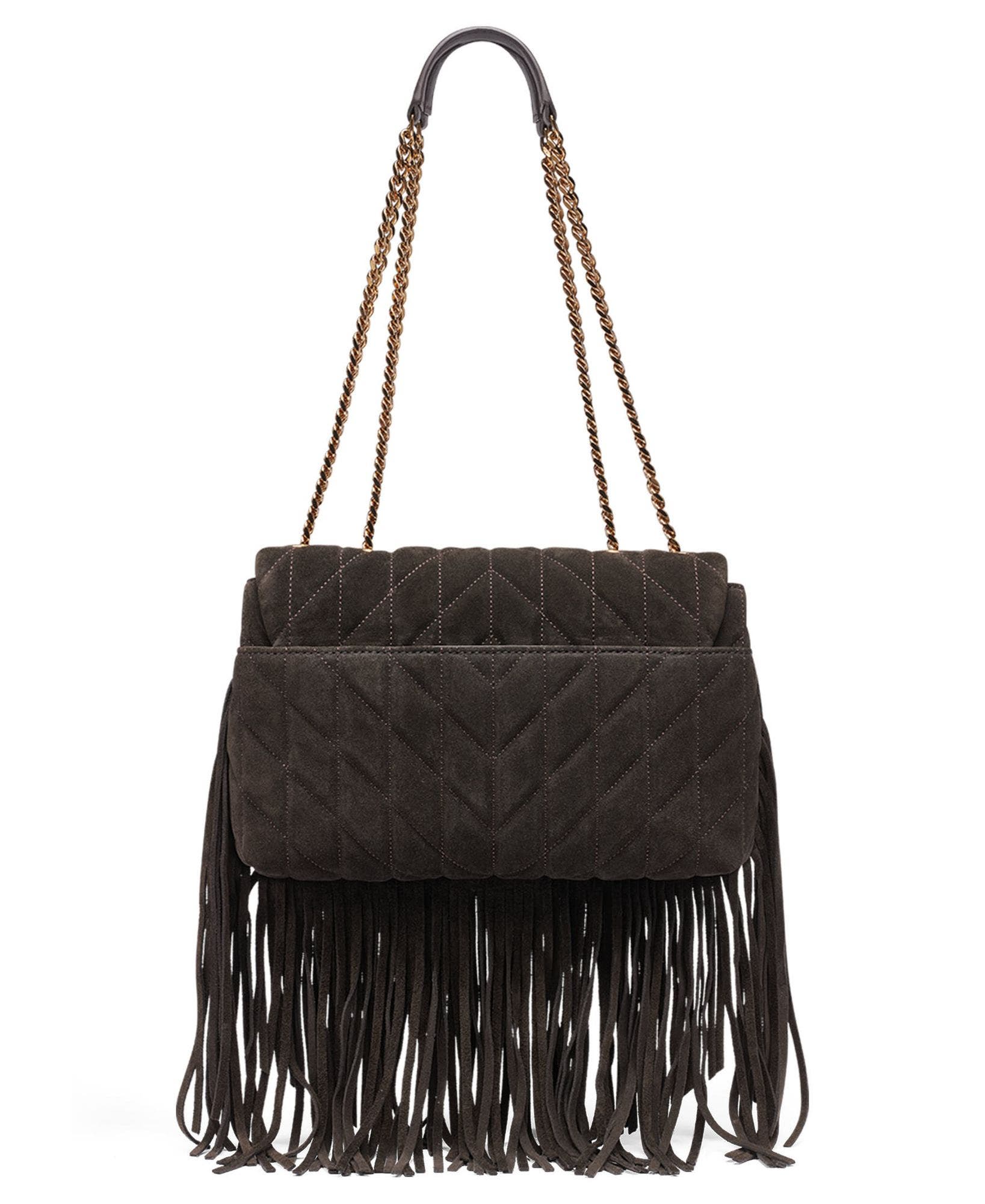 Lafayette Suede Fringe Shoulder Bag, Alternate, color, Fudge