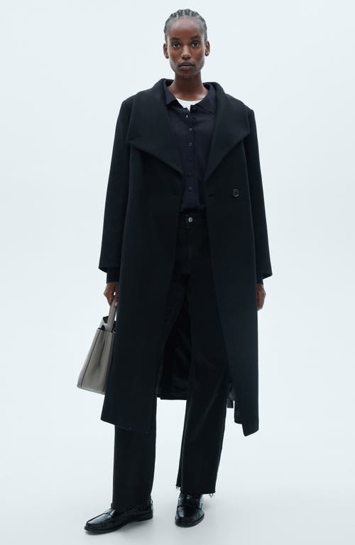 Shop Mango Wool Blend Coat In Black