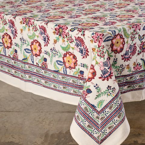 Zaina Floral Blockprint Tablecloth