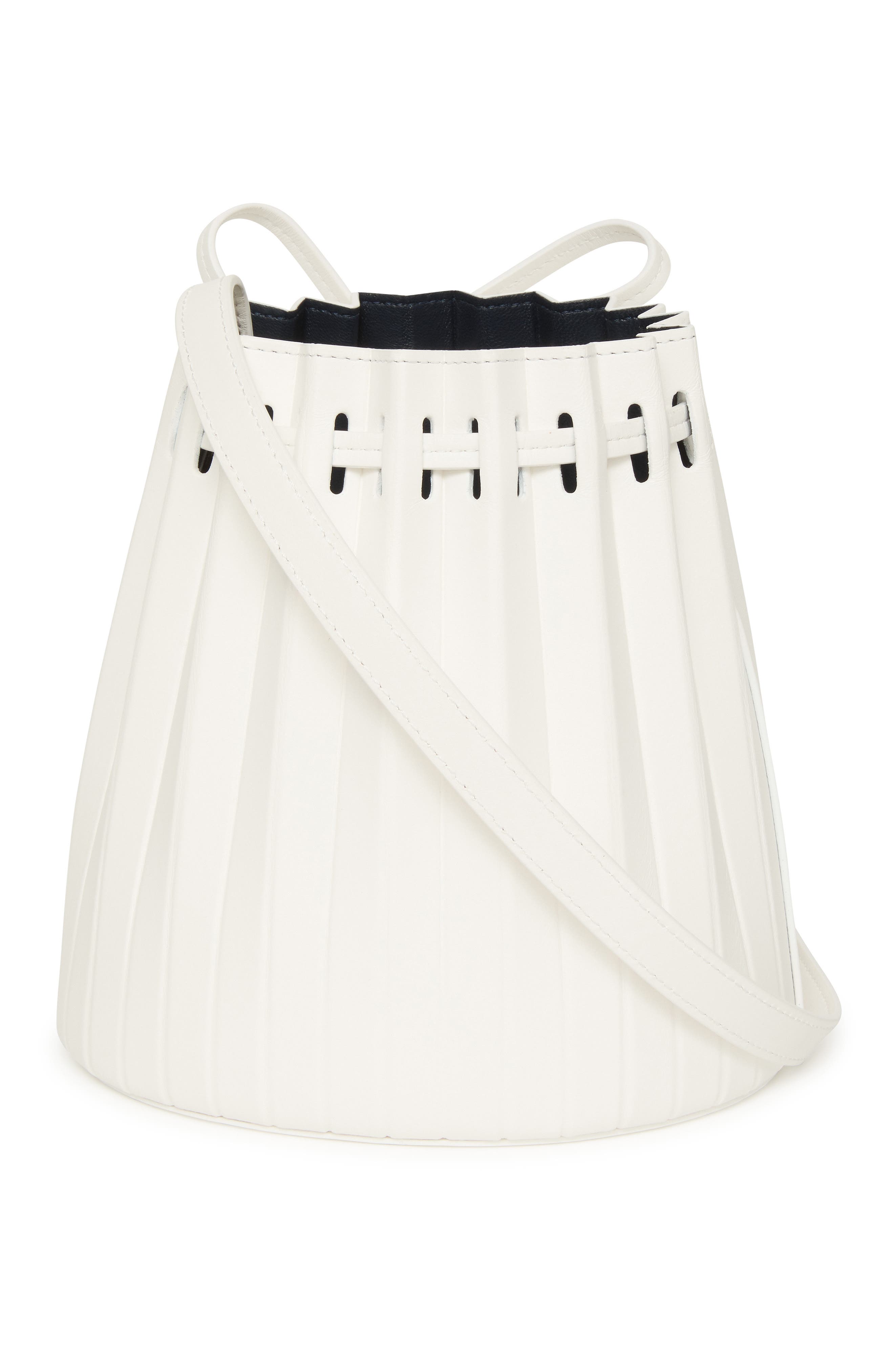 Mansur Gavriel Mini Pleated Leather Bucket Bag, Alternate, color, 