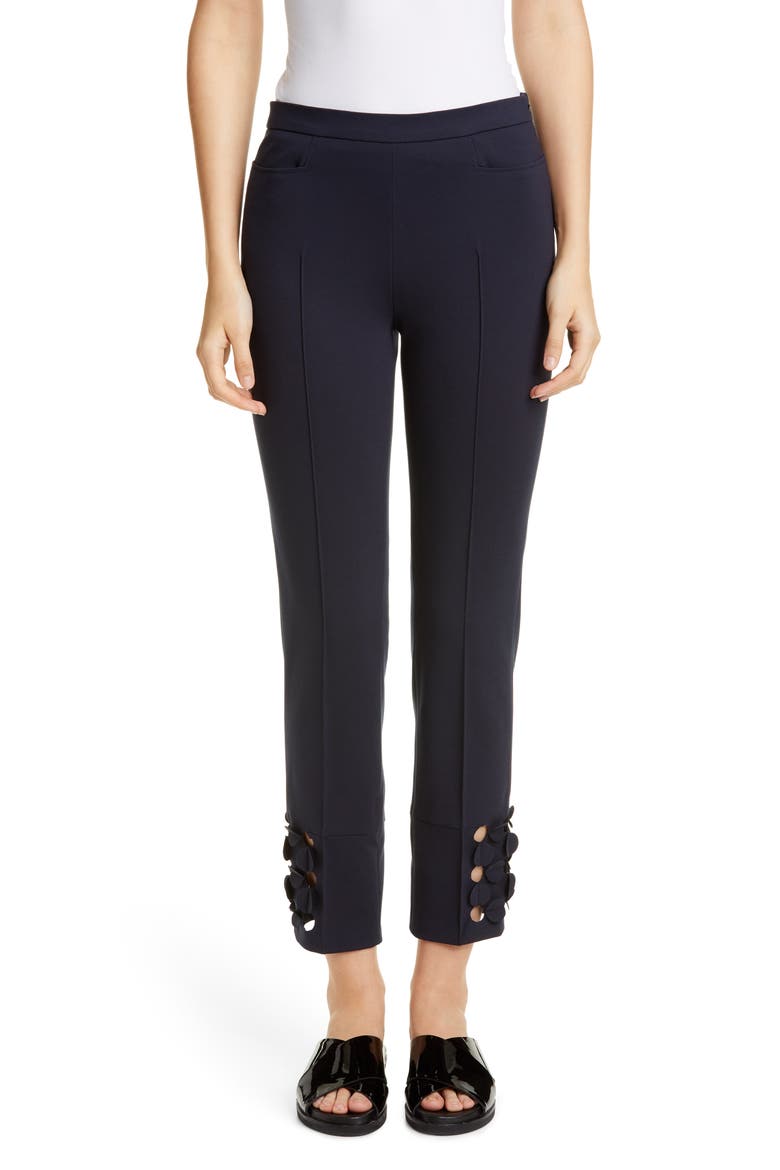 Dot Appliqué Crop Ponte Pants, Main, color, NAVY