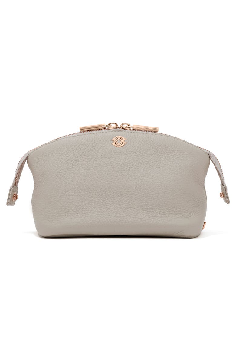 Dagne Dover Large Lola Leather Cosmetics Pouch, Alternate, color, Bone