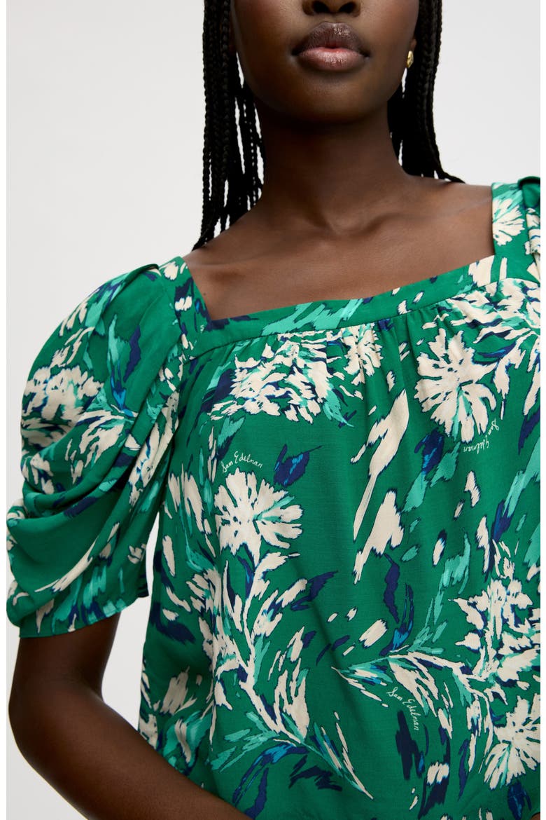 Square Neck Puff Sleeve Shirt, Alternate, color, DARK SPRING GREEN
