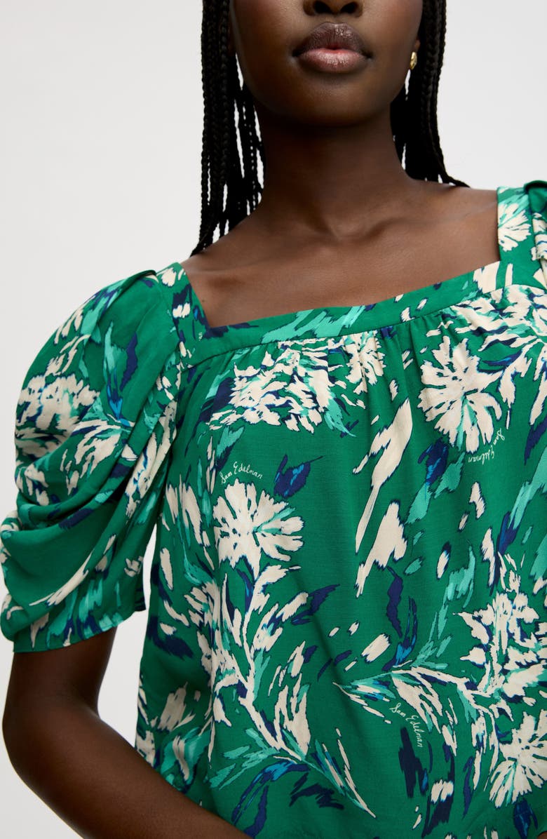 Sam Edelman Square Neck Puff Sleeve Shirt, Alternate, color, Dark Spring Green