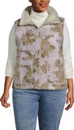 Lands' End Plus Size High Pile Fleece Reversible Mixed Media Vest