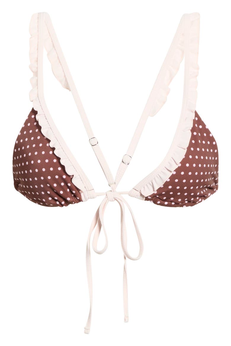 Leora Ruffle Triangle Bikini Top, Alternate, color, BROWN