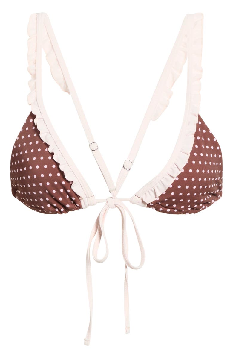 PacSun Leora Ruffle Triangle Bikini Top, Alternate, color, Brown