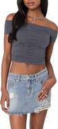 EDIKTED Off the Shoulder Ruched Crop Top