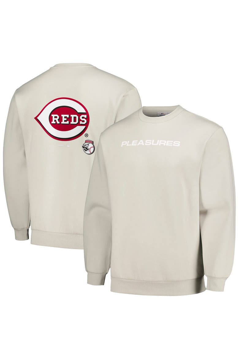 Men's PLEASURES Gray Cincinnati Reds Ballpark Pullover Sweatshirt, Alternate, color, Gray