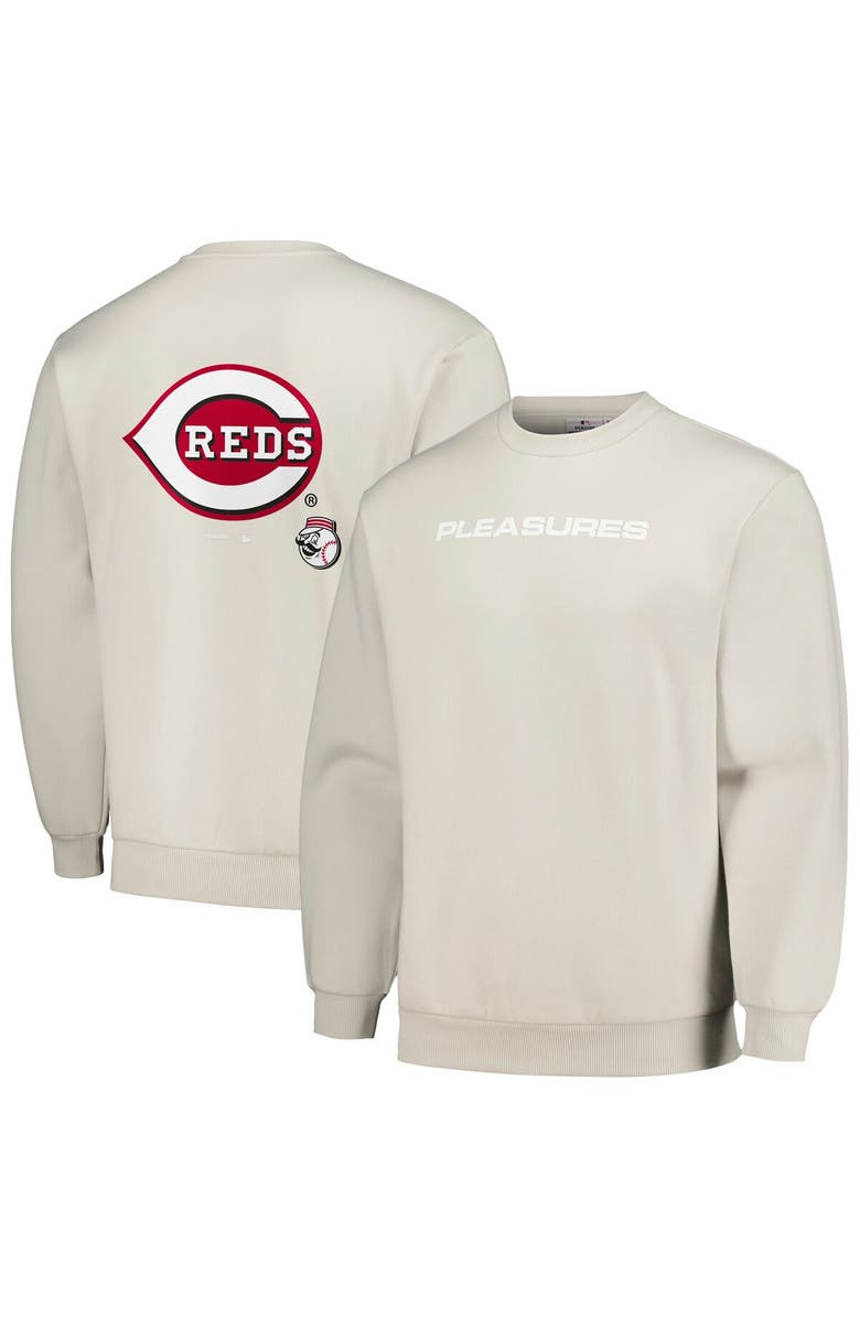 PLEASURES Men's PLEASURES Gray Cincinnati Reds Ballpark Pullover Sweatshirt, Alternate, color, Gray