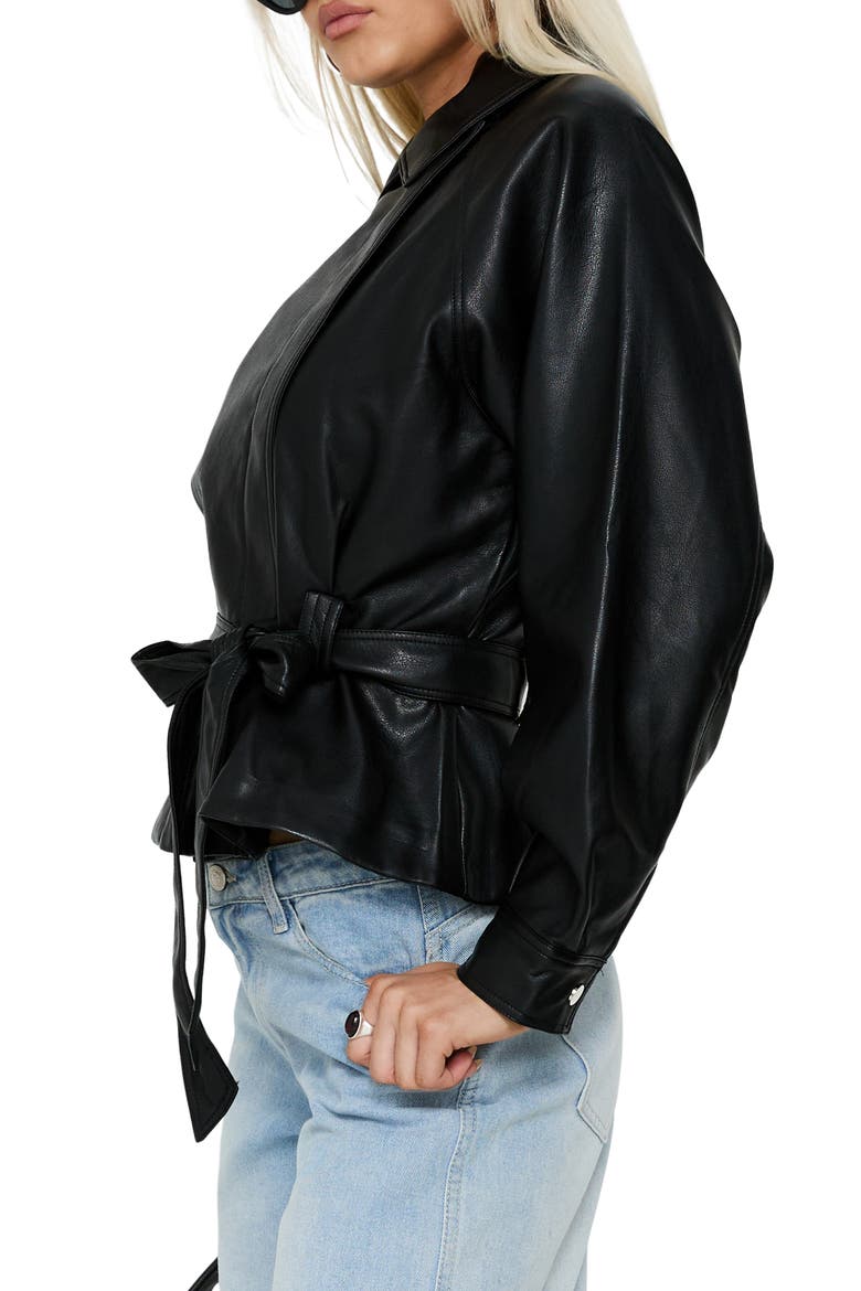 Authenticity Wrap Faux Leather Jacket, Alternate, color, BLACK