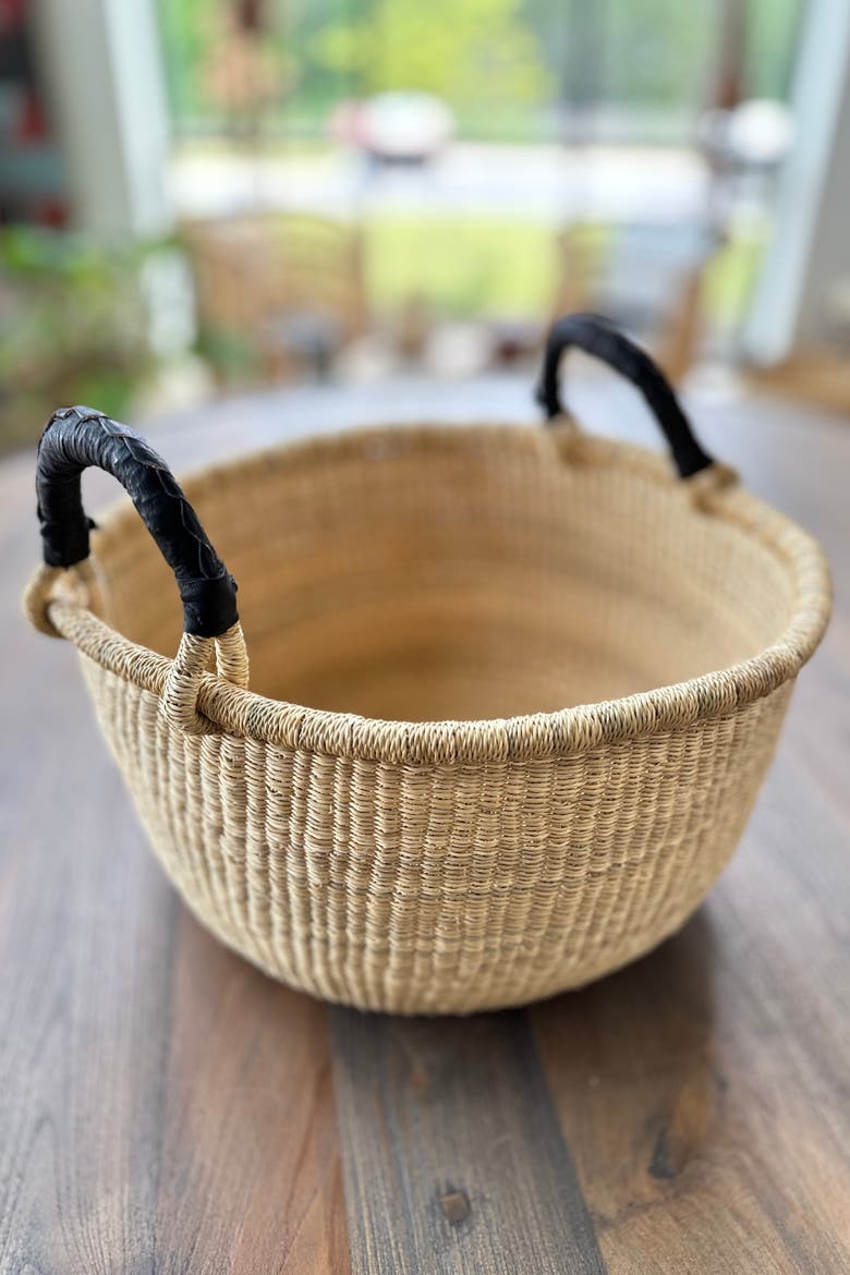 Handwoven Natural Bolga Basket, Alternate, color, Black