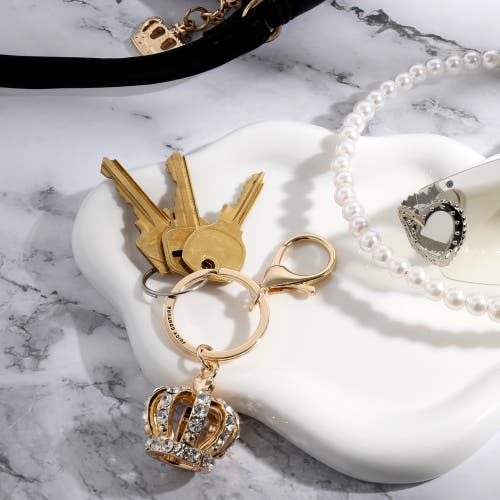 Juicy Couture Crystal Crown Keychain In Gold