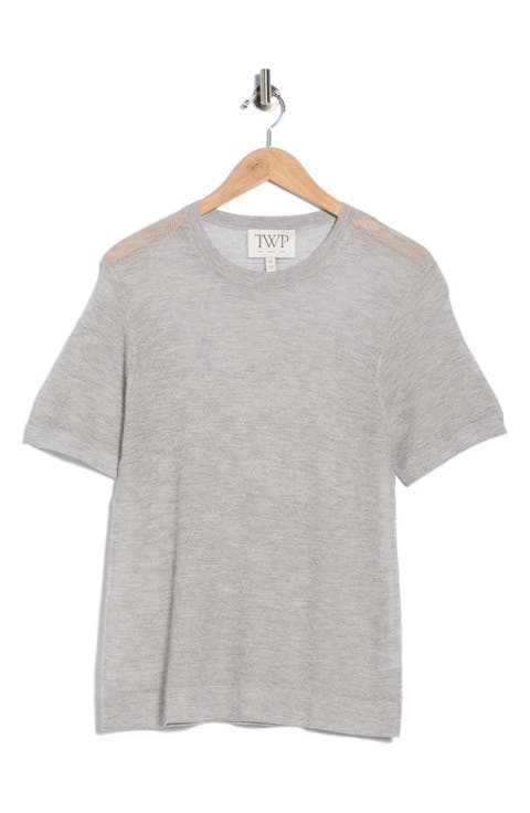 Cashmere Pointelle Knit T-Shirt