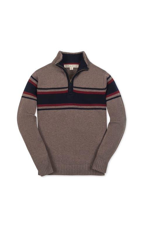 Hope & Henry Kids' Organic Long Sleeve Half Zip Sweater With Engineered Stripe In Pink