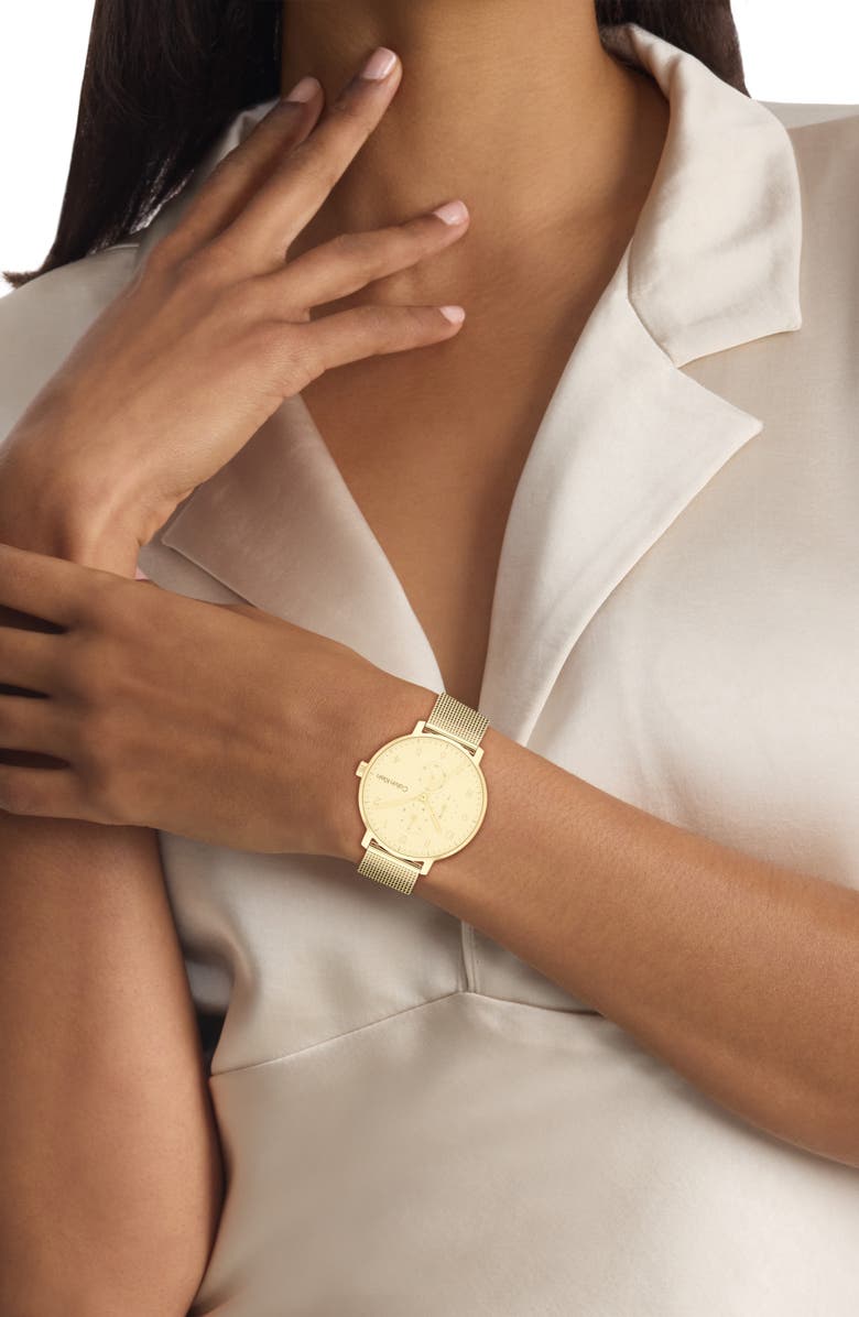 Calvin Klein Stun Mesh Bracelet Watch, 40mm, Alternate, color, Gold