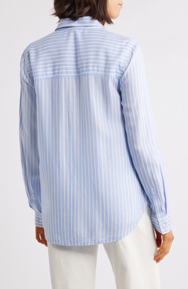 beachlunchlounge Farrah Stripe Button-Up Shirt, Alternate, color, Whisper Lilac