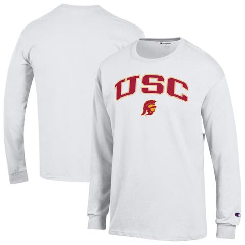 Men's Champion  White USC Trojans Arch Over Logo Long Sleeve T-Shirt