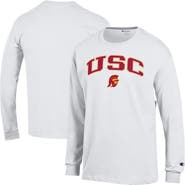 Champion Men's Champion  White USC Trojans Arch Over Logo Long Sleeve T-Shirt