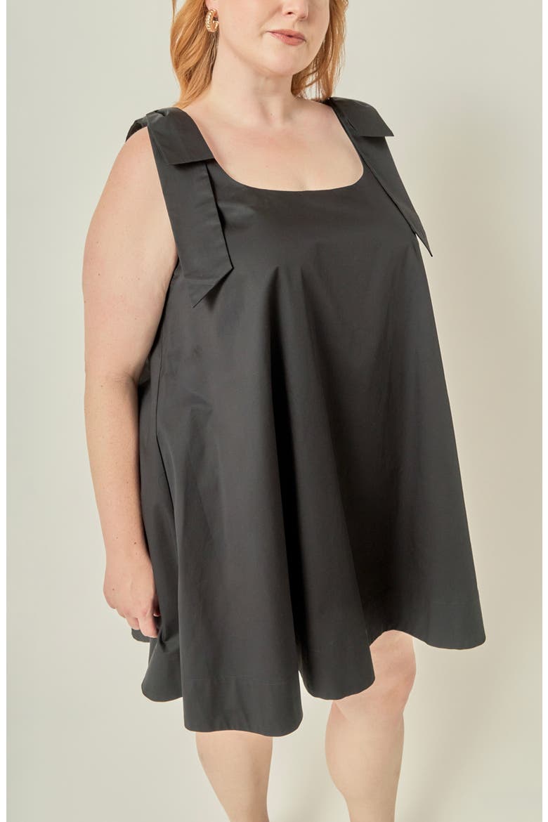 Bow Shoulder Sleeveless Minidress, Alternate, color, BLACK