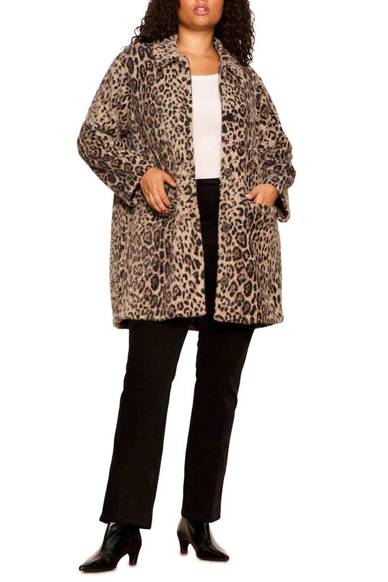 Upside Faux Fur Leopard Print Jacket, Alternate, color, COCOA KITTY BROWN