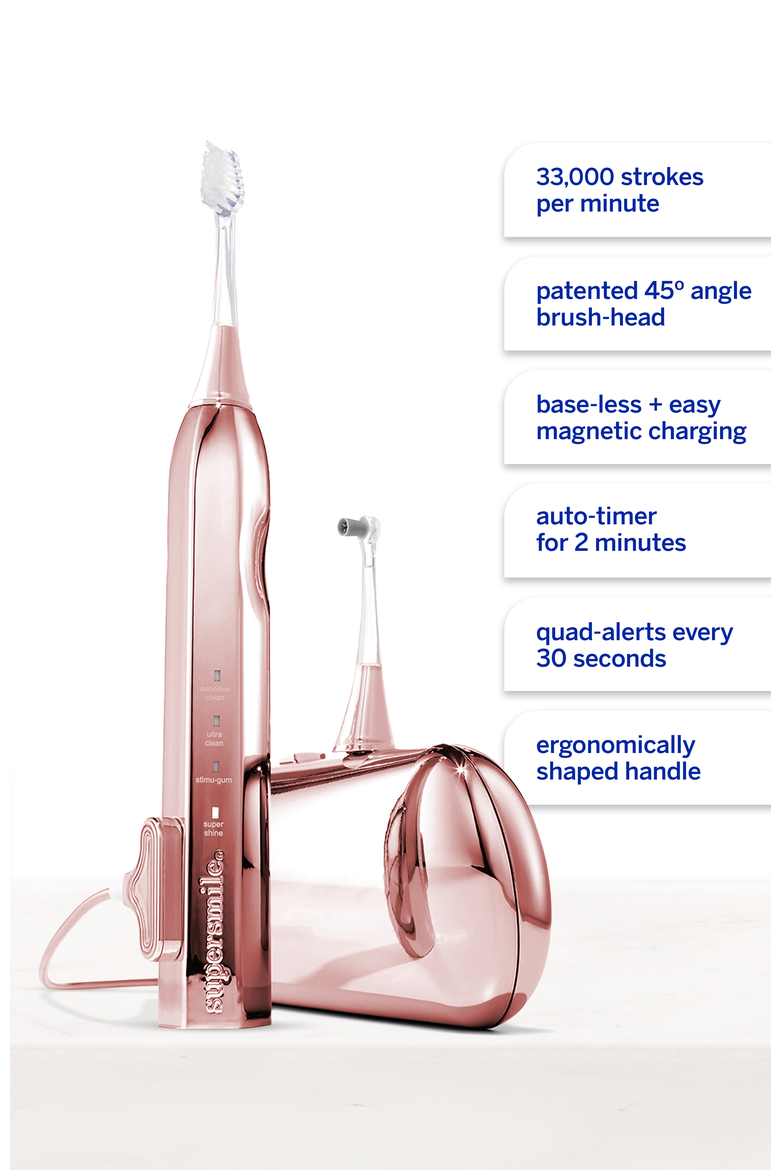 Zina45 Sonic Pulse Toothbrush + travel case, Alternate, color, Chrome Rose