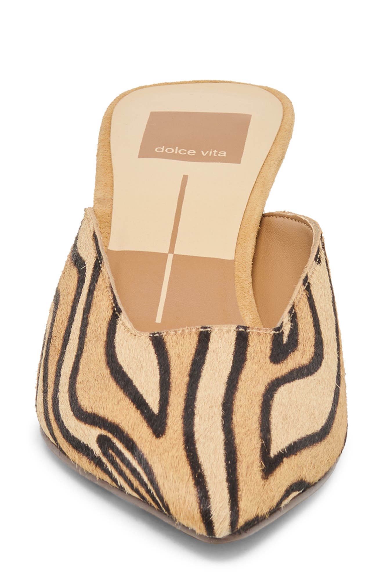 Cleo Pointed Toe Kitten Heel Mule, Alternate, color, TIGER PRINT CALF HAIR