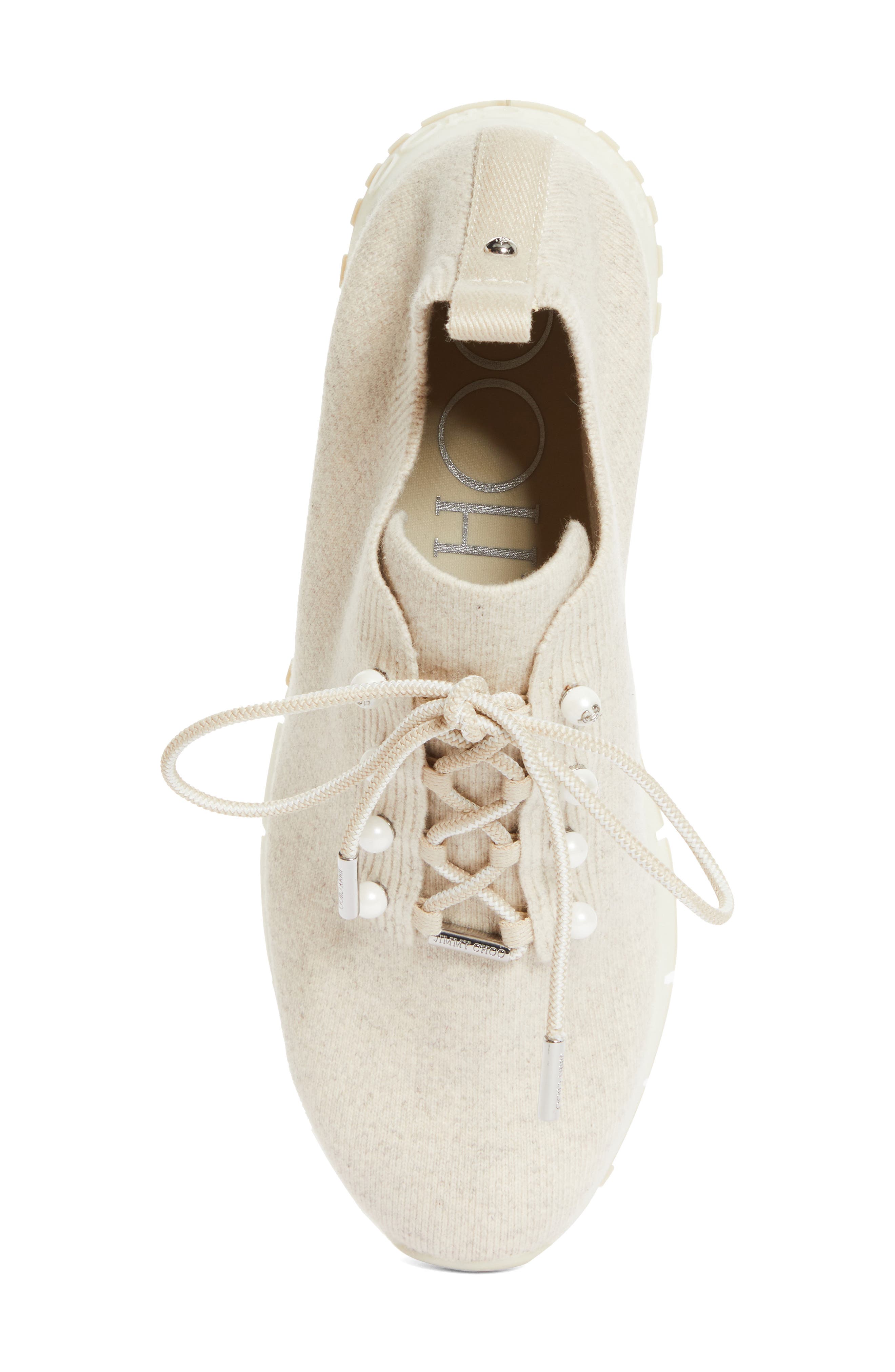 Jimmy Choo Veles Imitation Pearl Knit Sneaker, Alternate, color, 