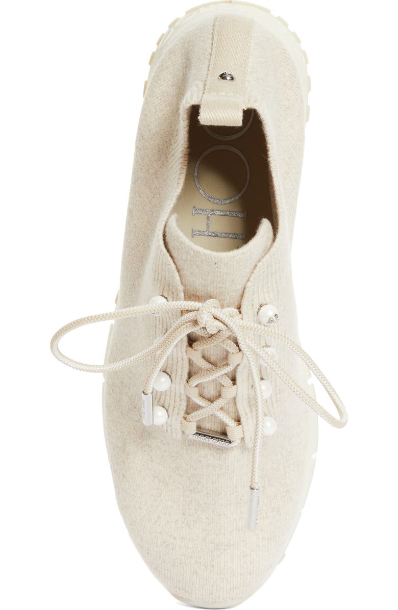 Jimmy Choo Veles Imitation Pearl Knit Sneaker, Alternate, color,